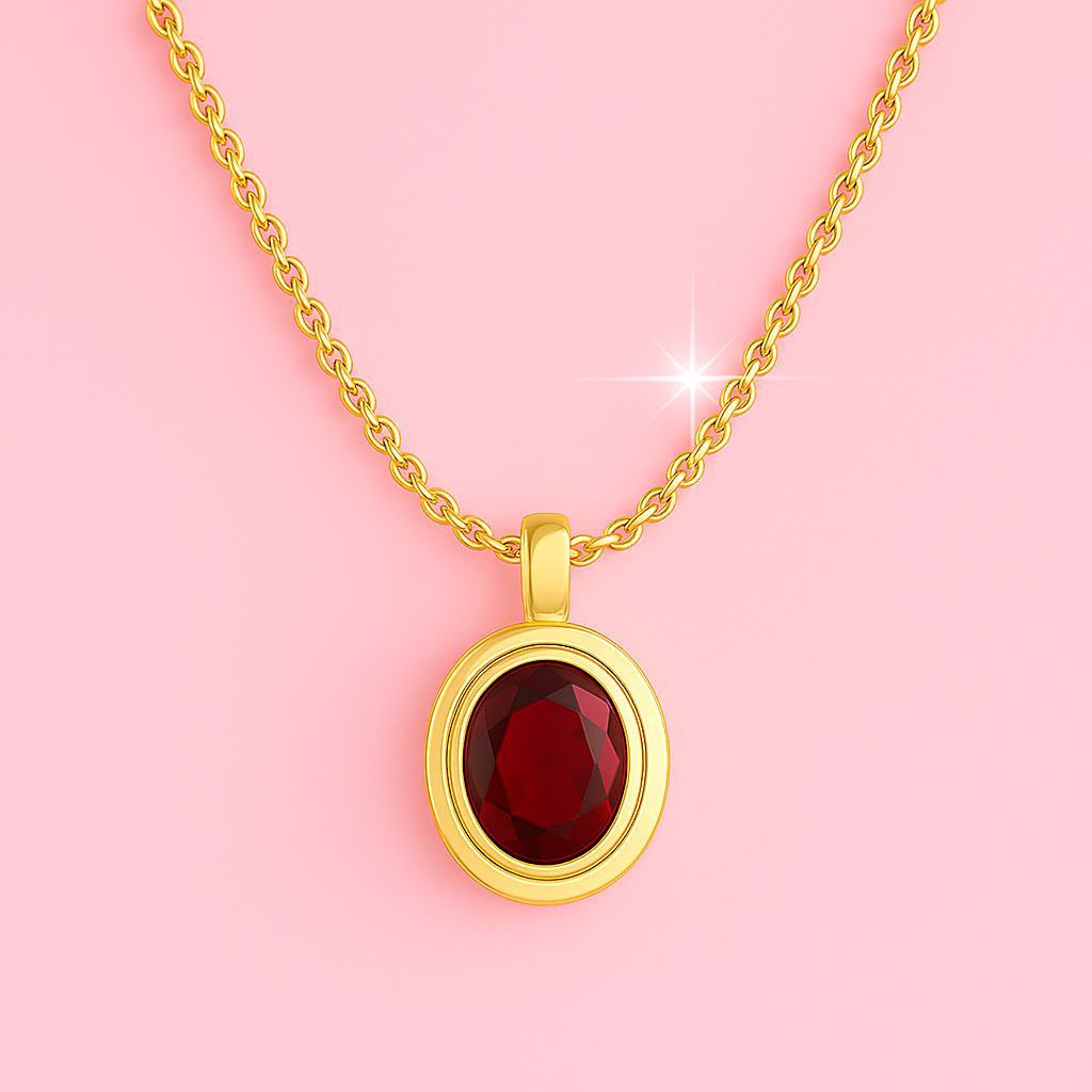 Crimson Glow Pendant Necklace – Gold Vermeil Jewellery | Tvayi Jewellery