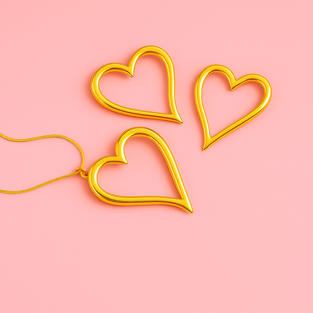 Golden Heart Link Necklace & Earrings Set – Demi-Fine Everyday Jewellery by Tvayi | Tvayi Jewellery