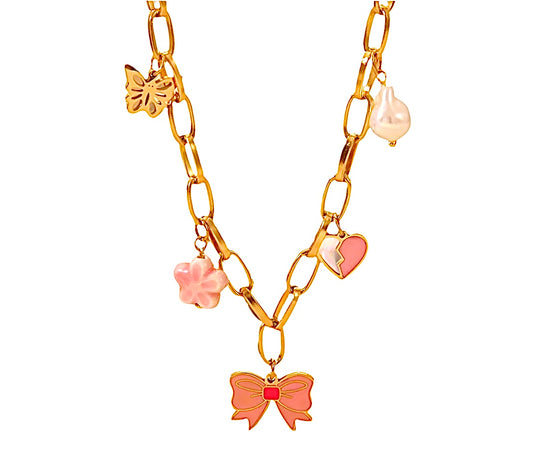 Butterfly Kiss Bow Necklace with Charm | Tvayi