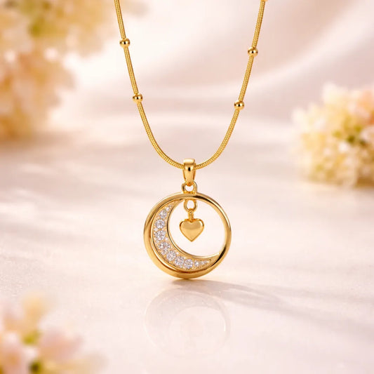 Golden crescent moon necklace | Tvayi