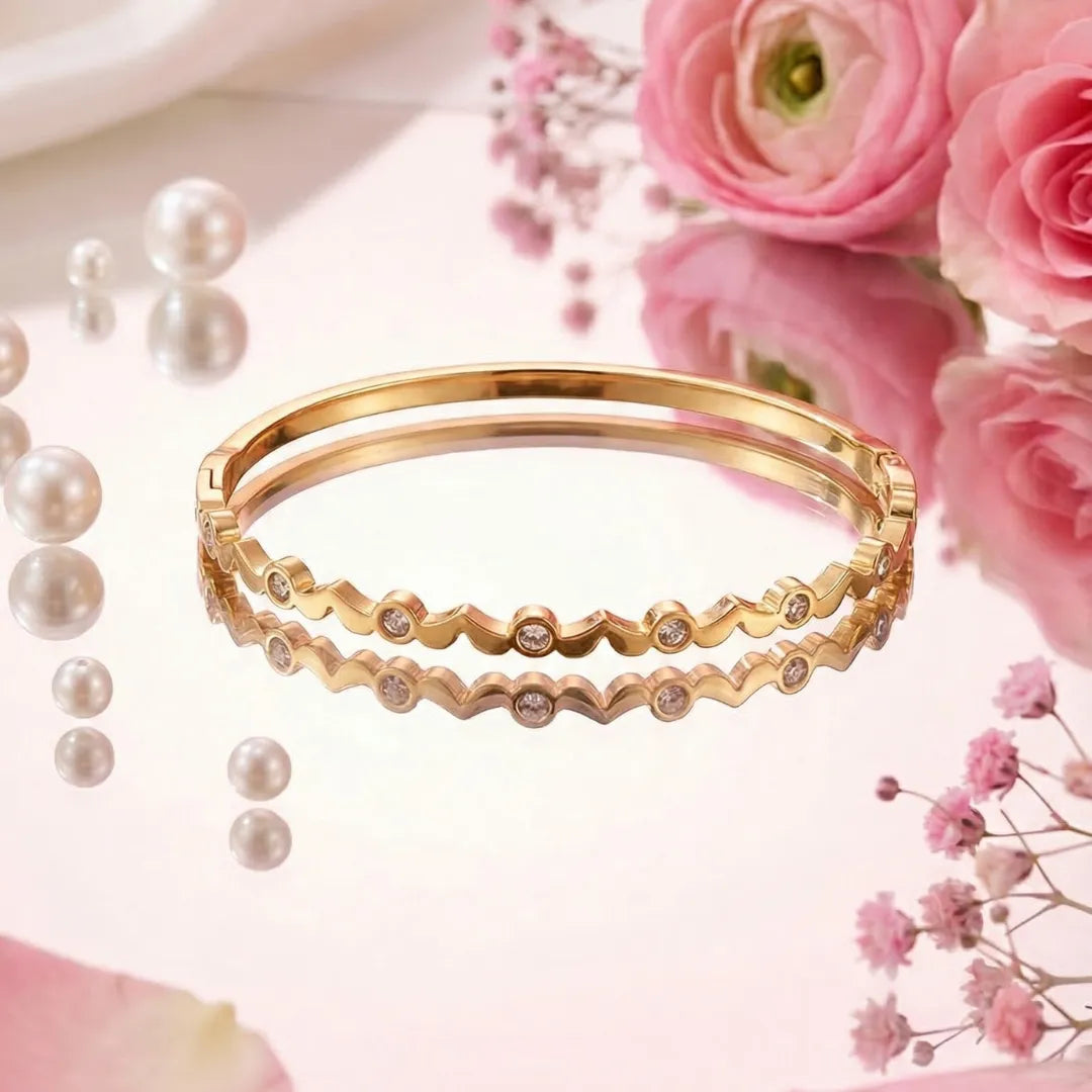 gold-plated bangle bracelet studded | Tvayi