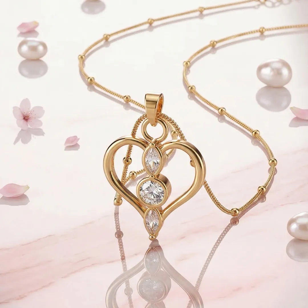 18k gold plated pendant marquise with white diamonds | Tvayi
