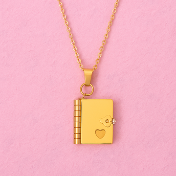 Love Letter Diary Necklace – Gold Plated, Anti-Tarnish, Everyday Charm | Tvayi