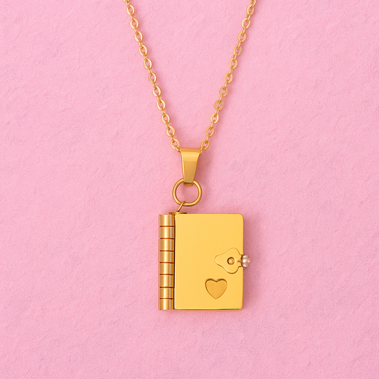 Love Letter Diary Necklace – Gold Plated, Anti-Tarnish, Everyday Charm | Tvayi