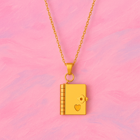 Love Letter Diary Necklace – Gold Plated, Anti-Tarnish, Everyday Charm | Tvayi