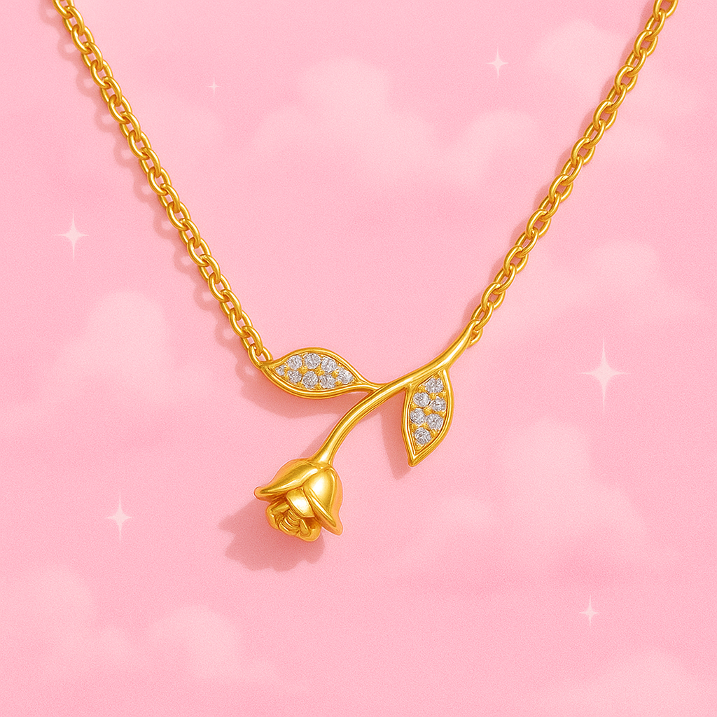Golden Rosebud Necklace | Tvayi