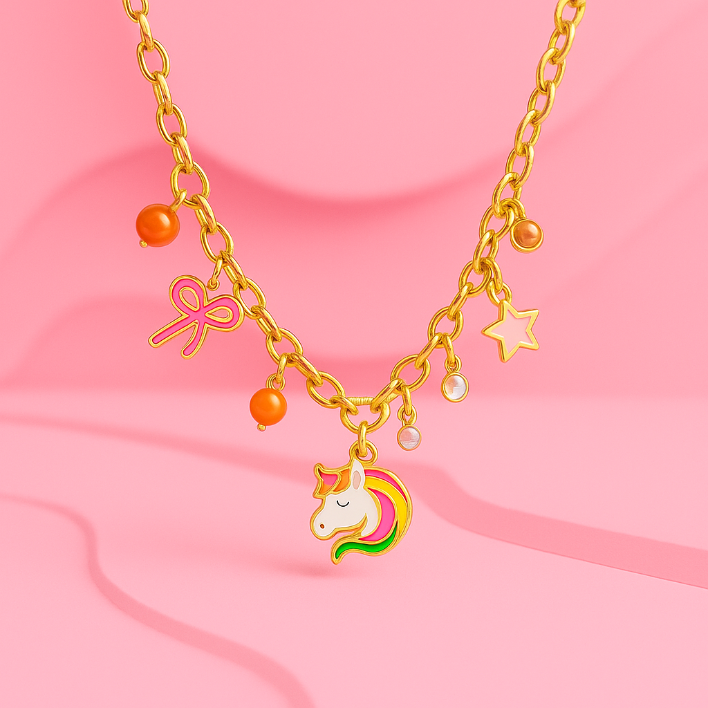 Unicorn Charm Pendant Necklace – Colorful Enamel | Tvayi