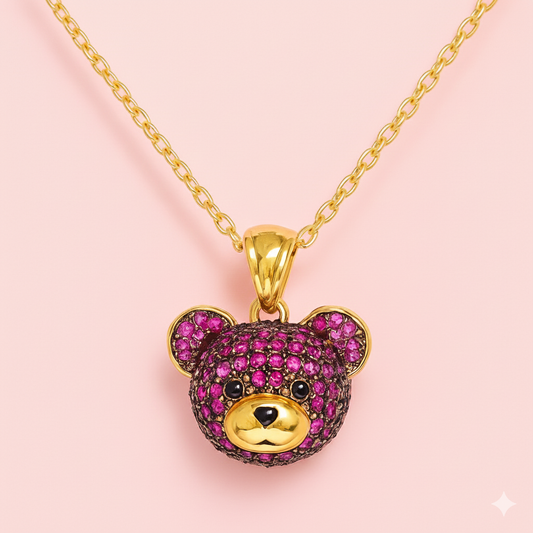 18K Gold Plated Bear Head Pendant – Demi-Fine Jewellery for Women | Tvayi