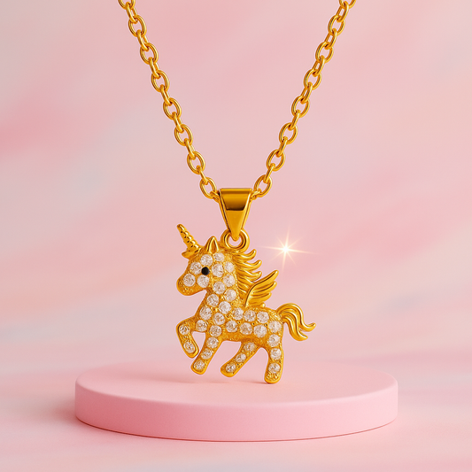 Golden Gallop Horse Charm Necklace | Tvayi