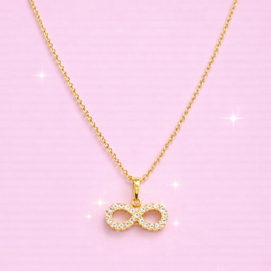 Tvayi Minimal Infinity Symbol Necklace with Crystal Detailing – 18K Gold Plated | Tvayi