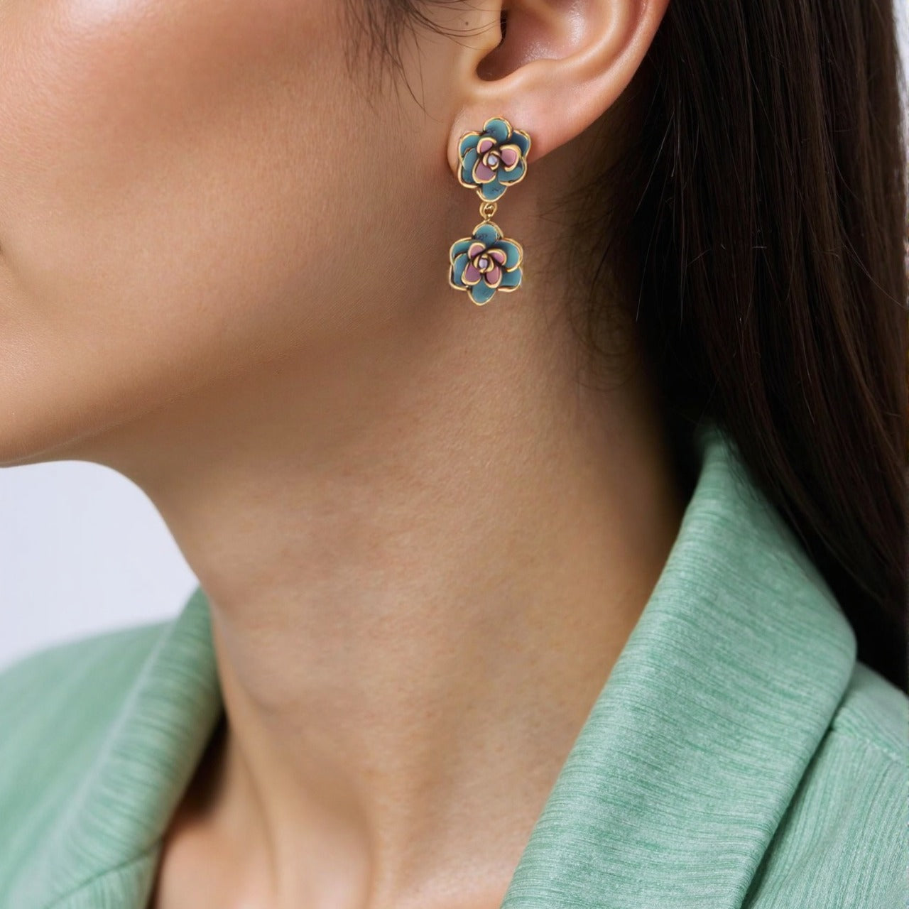 Aqua Bloom Floral Earrings – Anti-Tarnish Demi-Fine Jewellery | Tvayi