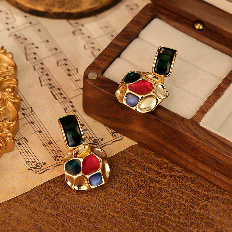 Aurora Multicolor Gem Drop Earrings | Tvayi