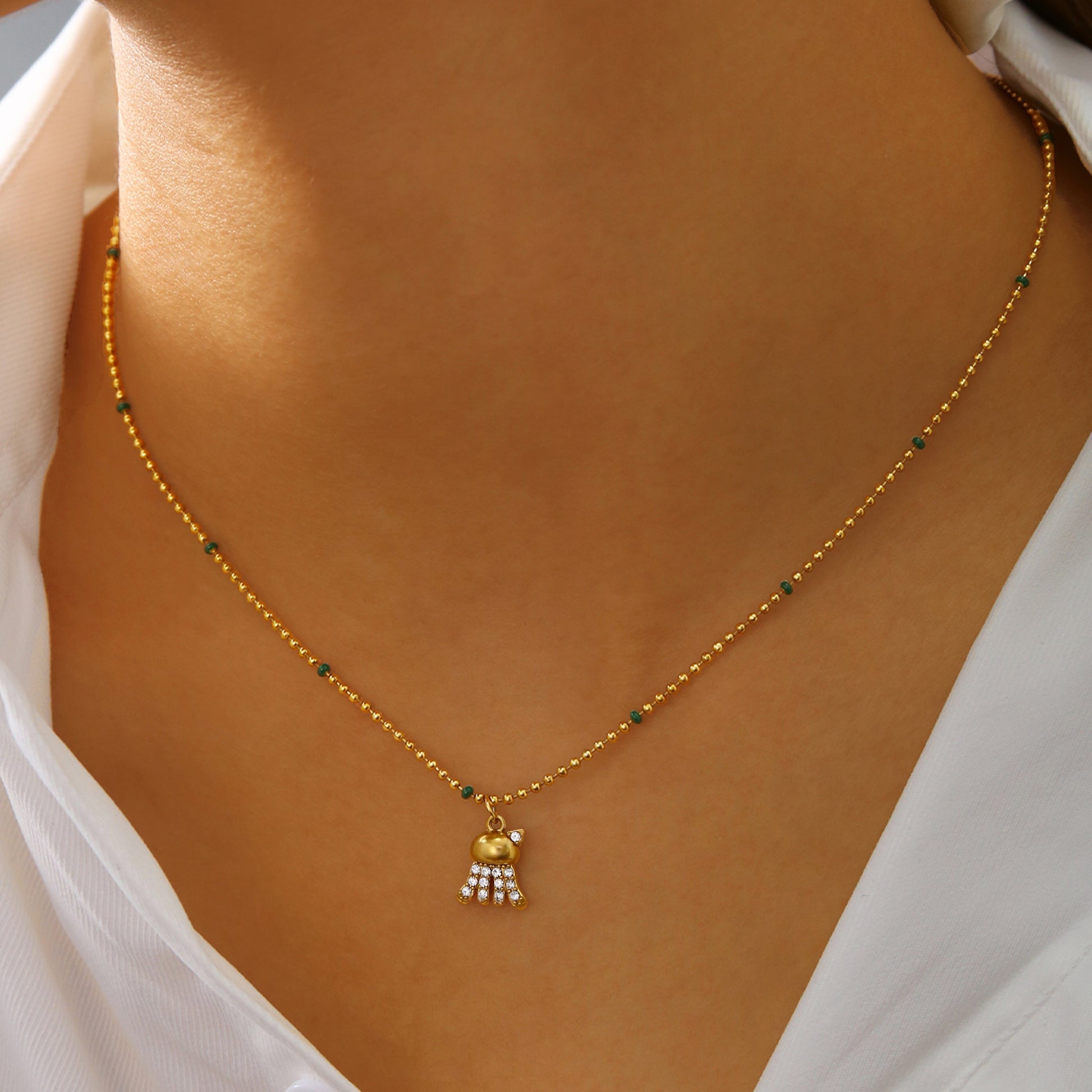 Dainty Beaded Gold Necklace | Tvayi
