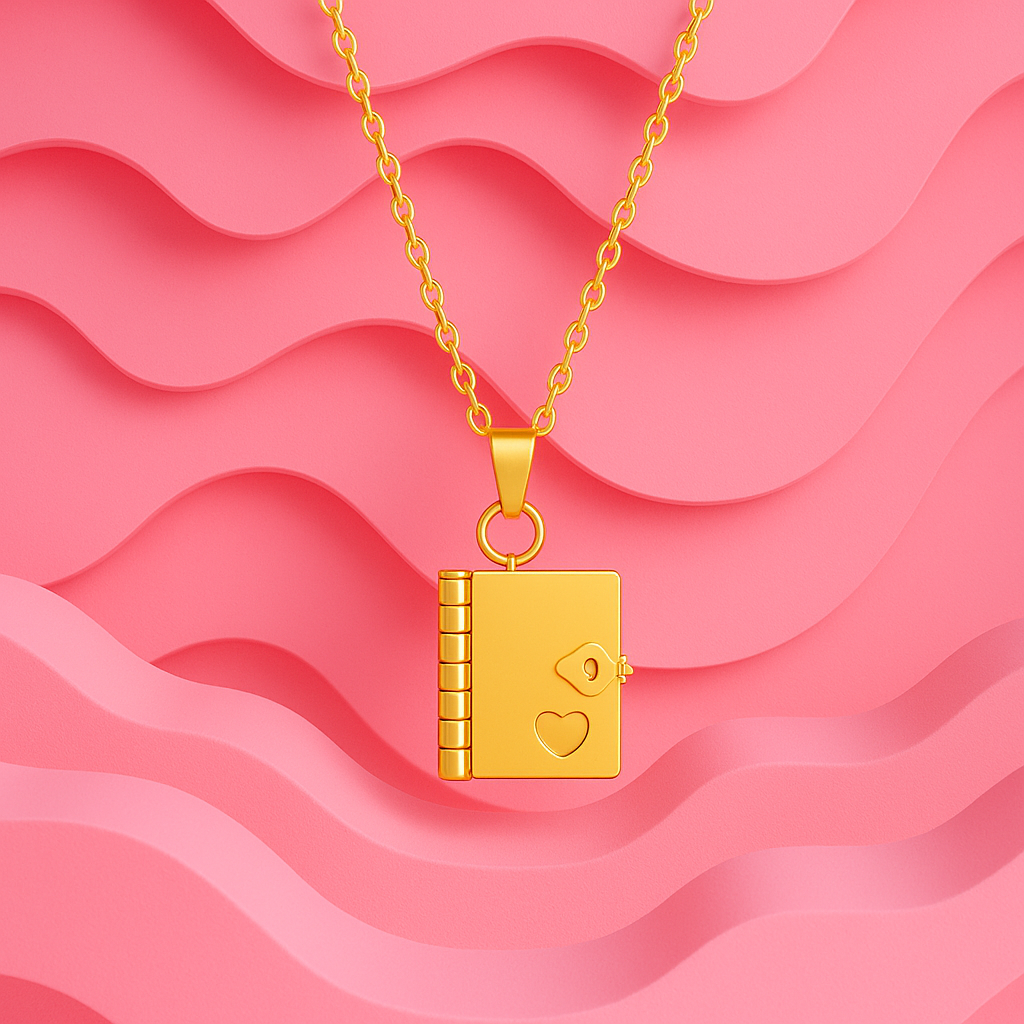 Love Letter Diary Necklace – Gold Plated, Anti-Tarnish, Everyday Charm | Tvayi