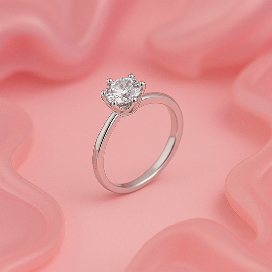 Crown Solitaire Sterling Silver Ring | Tvayi Jewellery