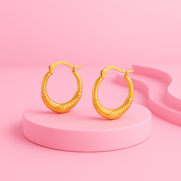 Textured Hoop Golden Earrings | Tvayi