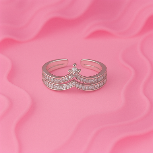 Crown Shaped Stone Studded Ring | Tvayi