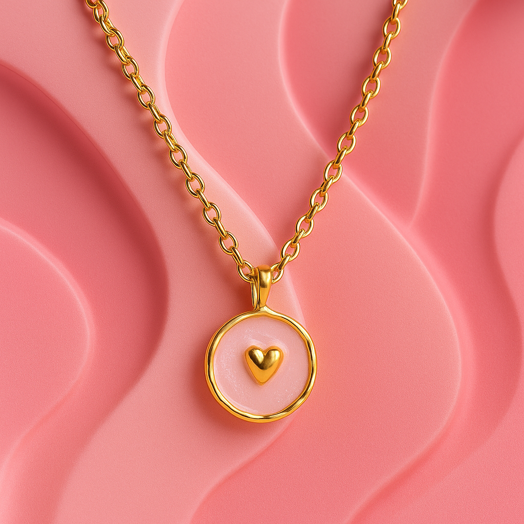 Circular-Shaped with small heart Necklace | Tvayi Jewellery