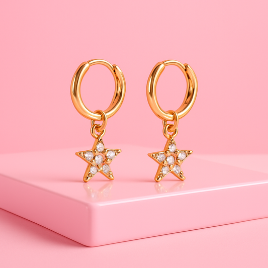 Crystal Star Hoop Earrings | Tvayi