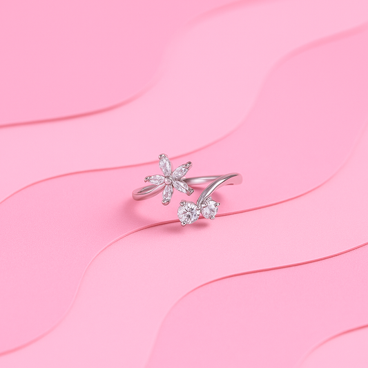 Floral Silver Ring | Tvayi Jewellery