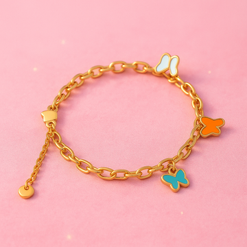 Colourful Butterfly Link Chain Bracelet | Tvayi Jewellery