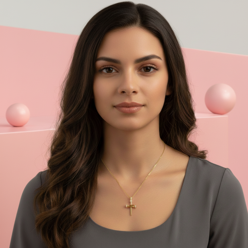 18K Gold Plated Nail Cross Pendant – Demi-Fine Jewellery for Women | Tvayi