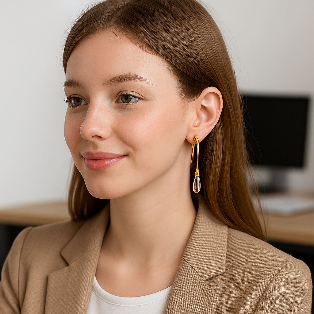 Golden Raindrop Statement Earrings | Tvayi